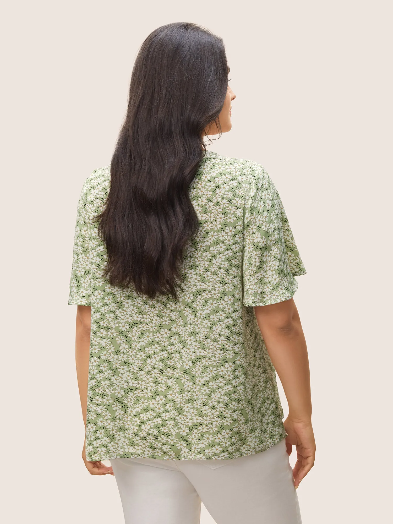 Ditsy Floral Ruffle Sleeve Gathered Ties Blouse sold by Bloomchic product image thumbnail 5