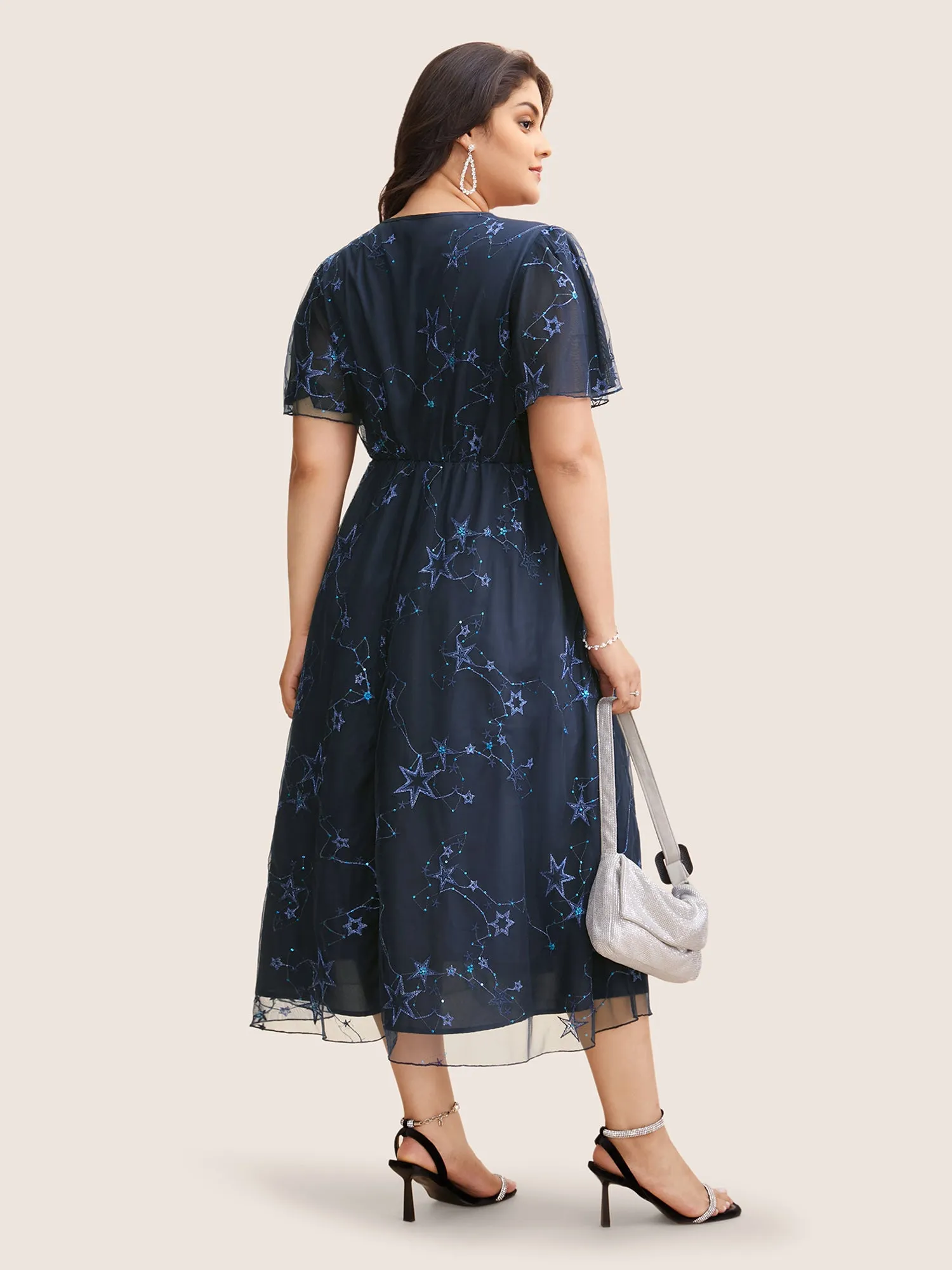 Star Embroidered Mesh Split Hem Dress sold by Bloomchic product image thumbnail 4