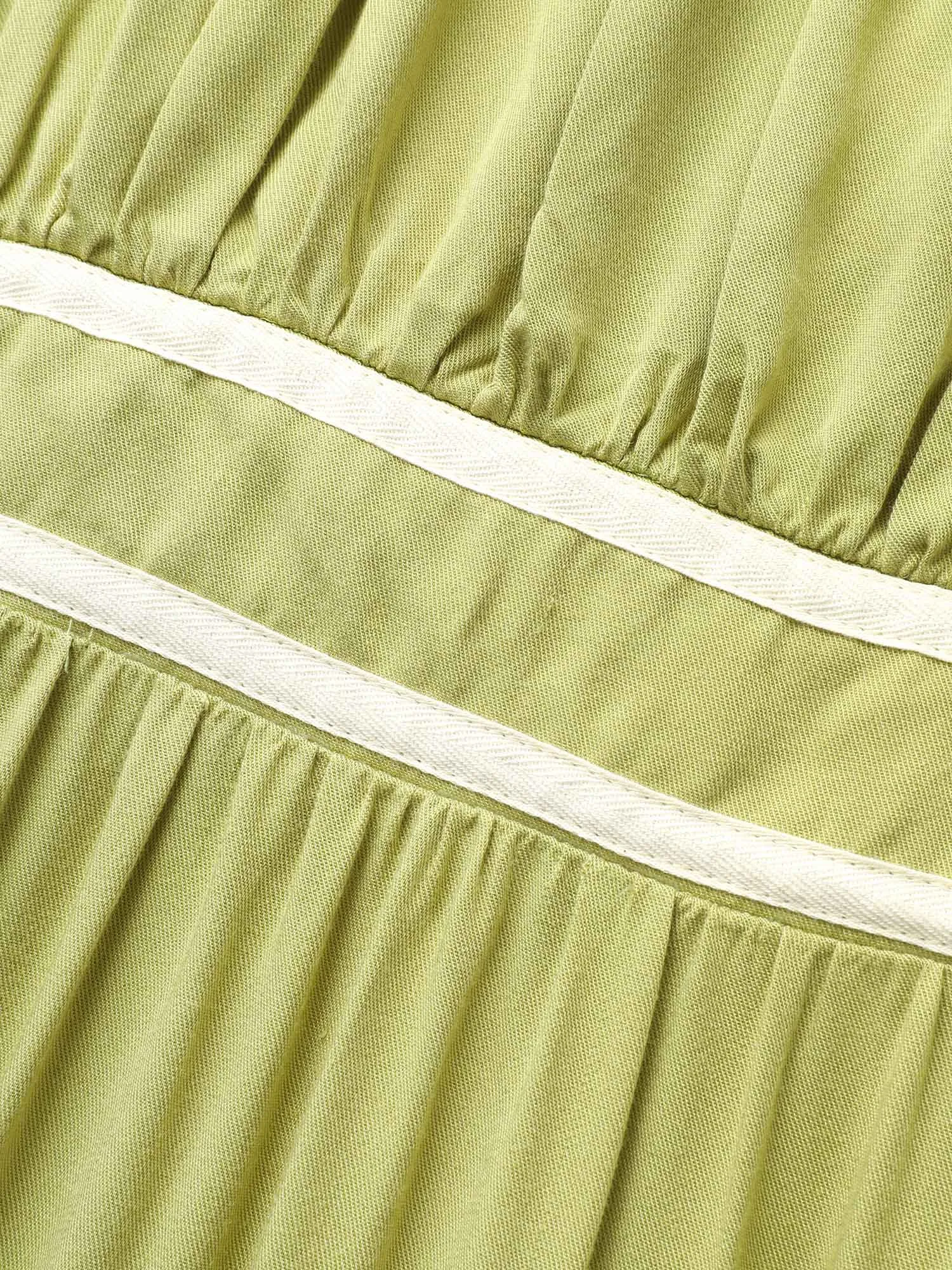 Contrast Webbing Ruffle Cap Sleeve Dress sold by Bloomchic product image thumbnail 5