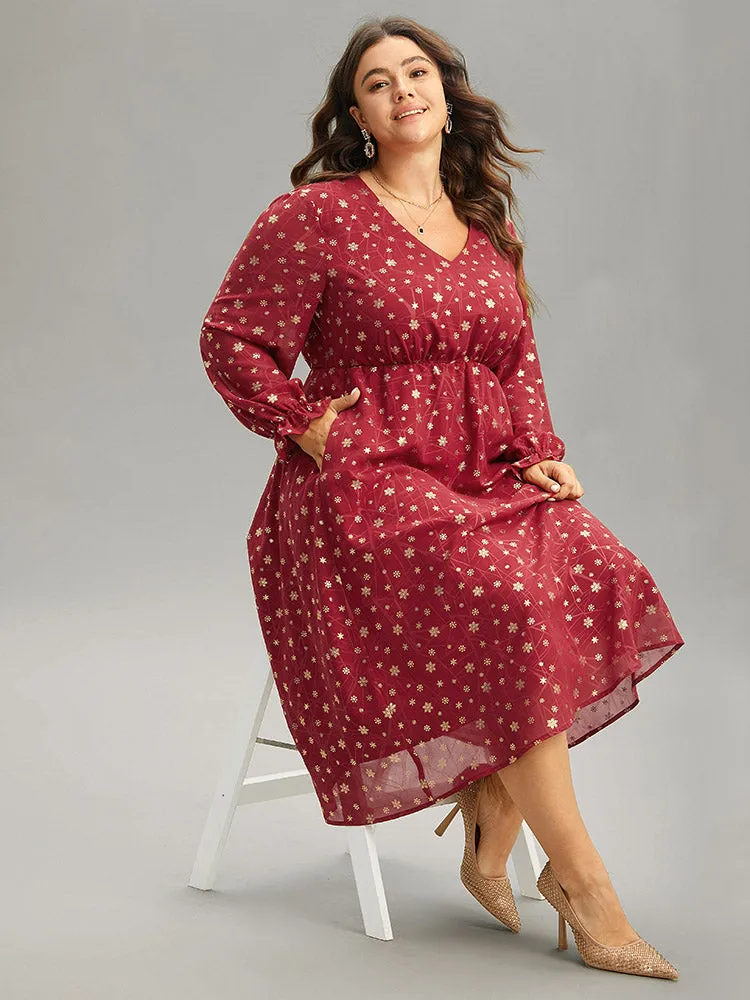 Snowflake Glitter Mesh Gathered Ruffles Dress sold by Bloomchic product image thumbnail 4