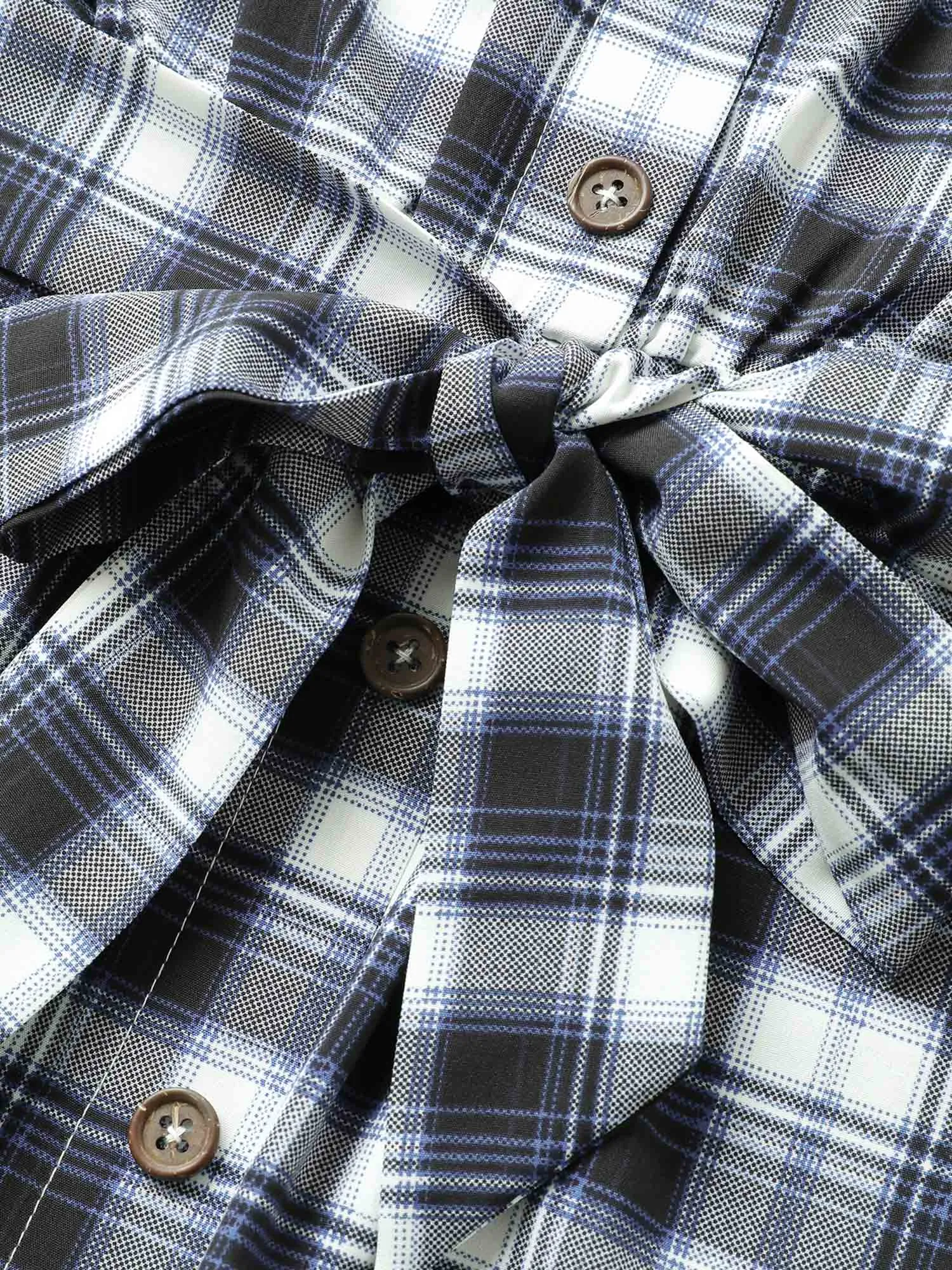Plaid Button Detail Belted Elastic Waist Dress sold by Bloomchic product image thumbnail 5