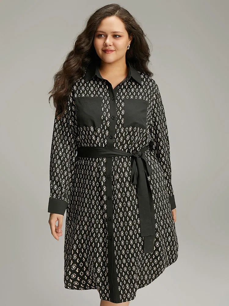 Geometric Patched Pocket Arc Hem Dress sold by Bloomchic product image thumbnail 2