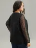 Solid Keyhole Mesh Plicated Detail Blouse sold by Bloomchic