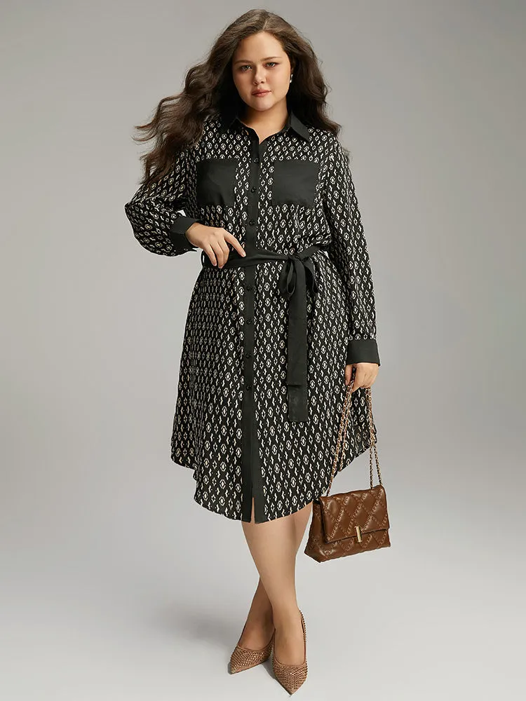 Geometric Patched Pocket Arc Hem Dress sold by Bloomchic product image thumbnail 3