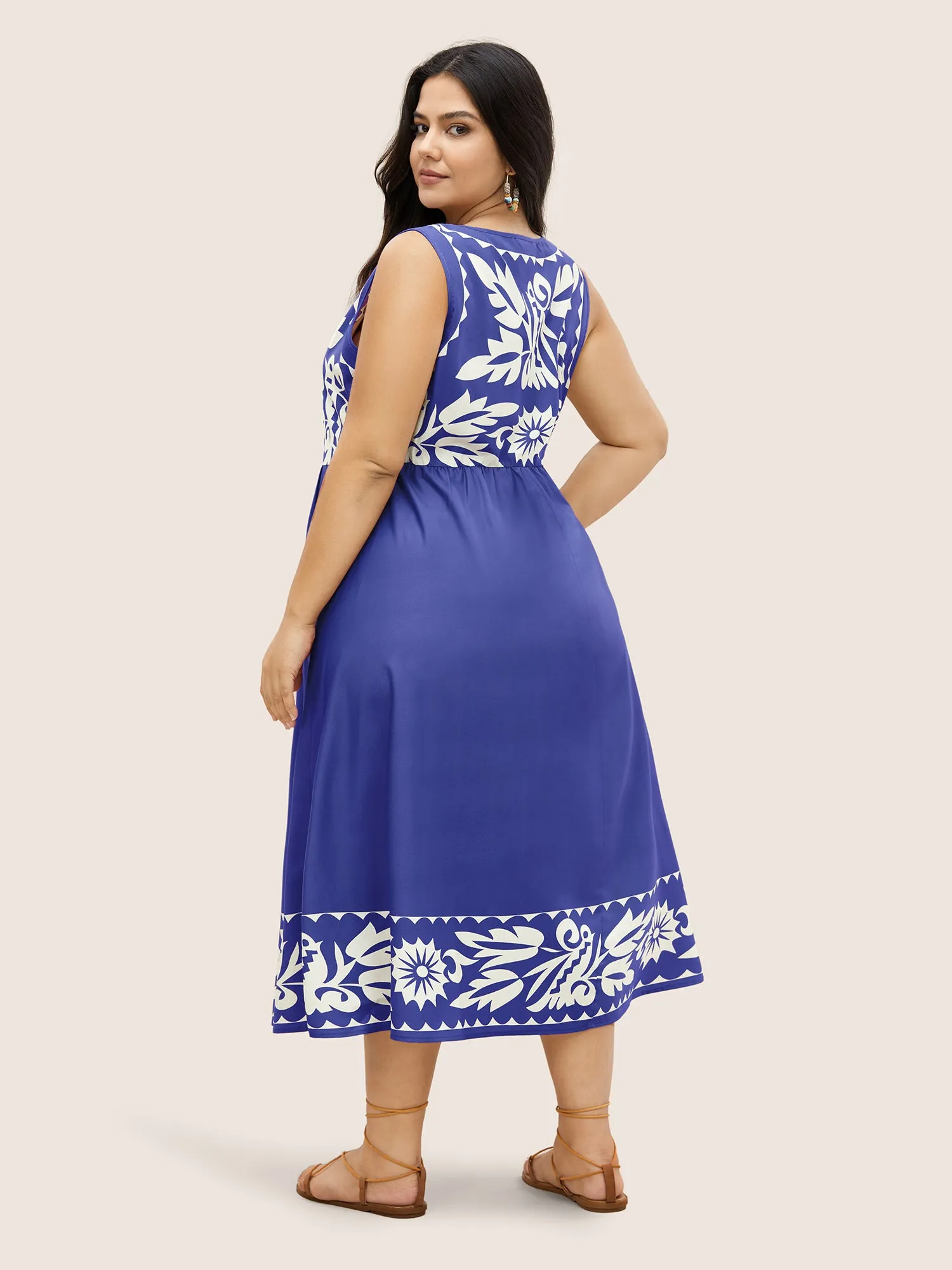 Boho Print Square Neck Elastic Waist Tank Dress sold by Bloomchic product image thumbnail 3