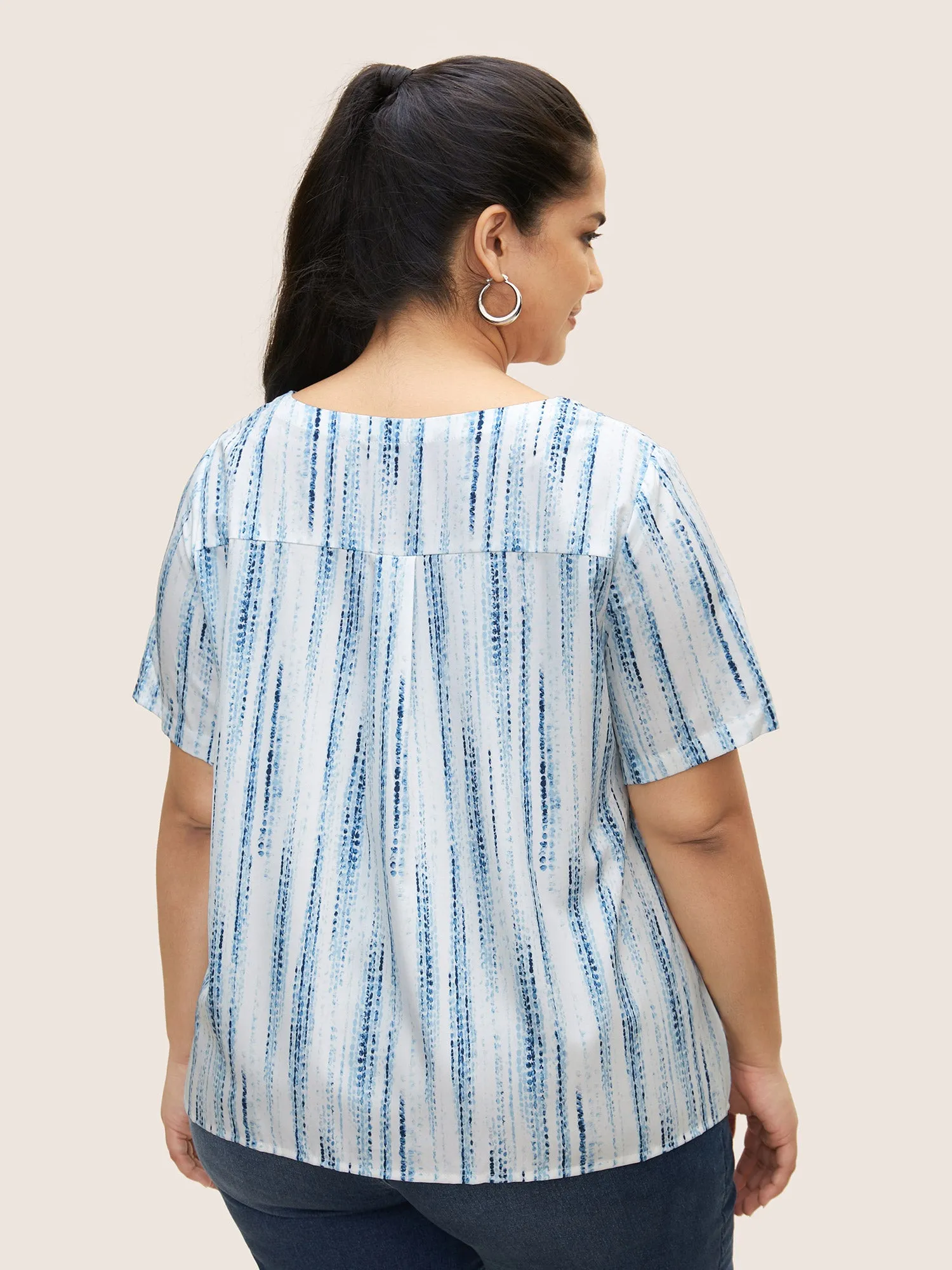 Brush Print Tie Knot Button Detail Blouse sold by Bloomchic product image thumbnail 2