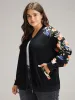 Floral Patchwork Zipper Pocket Bomber Jacket sold by Bloomchic
