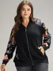 Floral Patchwork Zipper Pocket Bomber Jacket sold by Bloomchic