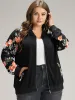 Floral Patchwork Zipper Pocket Bomber Jacket sold by Bloomchic