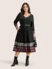 Patchwork Geometric Pocket Elastic Waist Dress sold by Bloomchic