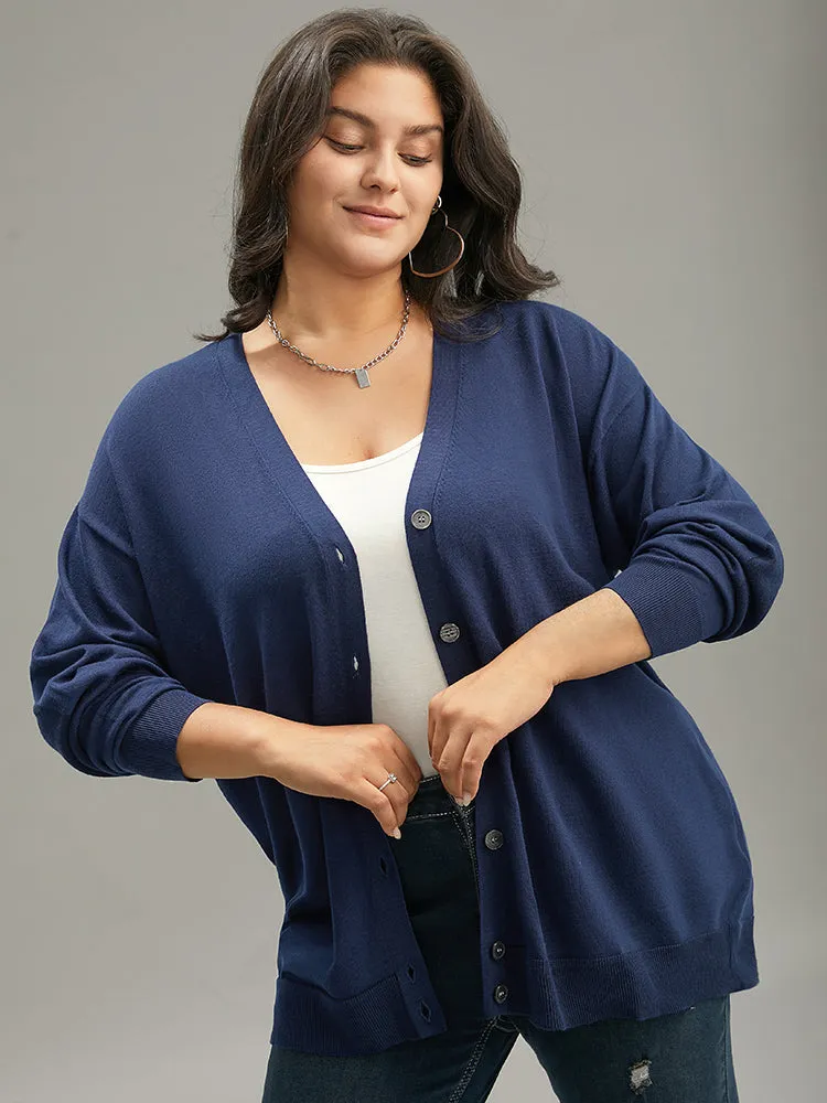 Supersoft Essentials Plain Button Up Elastic Cuffs Cardigan sold by Bloomchic