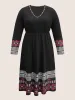 Patchwork Geometric Pocket Elastic Waist Dress sold by Bloomchic