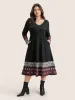 Patchwork Geometric Pocket Elastic Waist Dress sold by Bloomchic