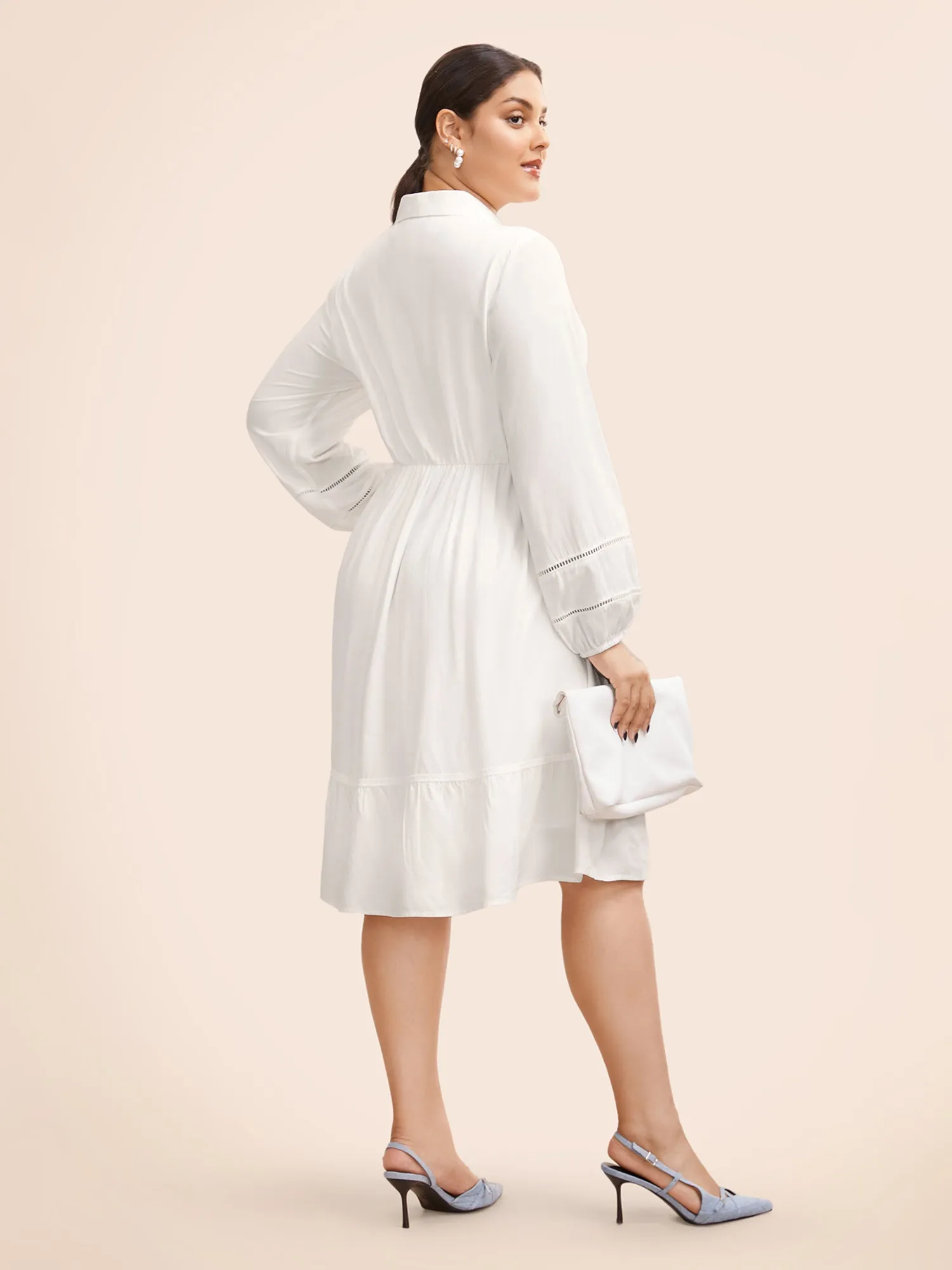 Shirt Collar Button Detail Woven Ribbon Dress sold by Bloomchic product image thumbnail 3