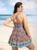 V Neck Boho Print Twist Front Swim Dress sold by Bloomchic