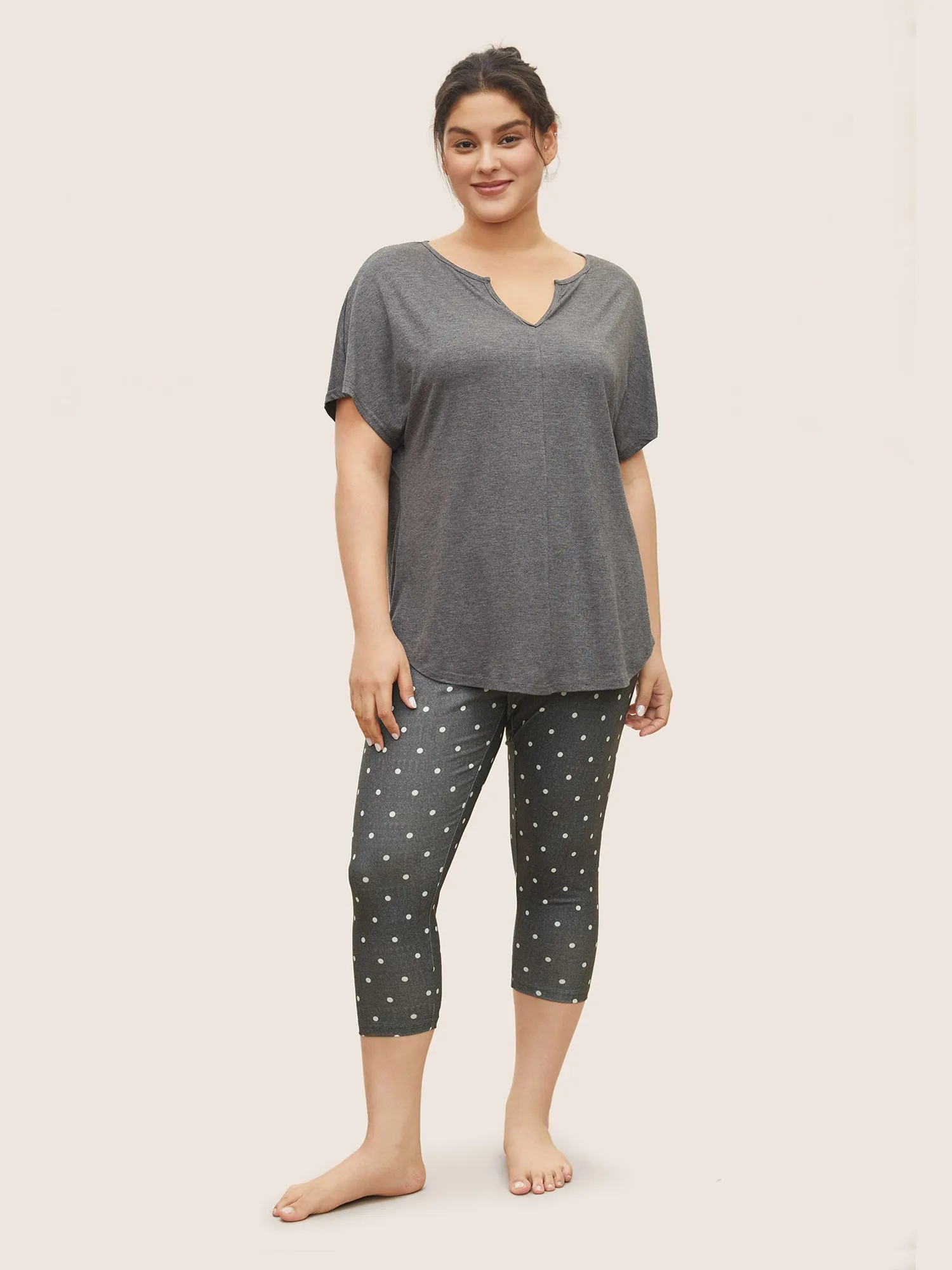 Polka Dot Elastic Waist Slim Sleep Bottoms sold by Bloomchic product image thumbnail 2