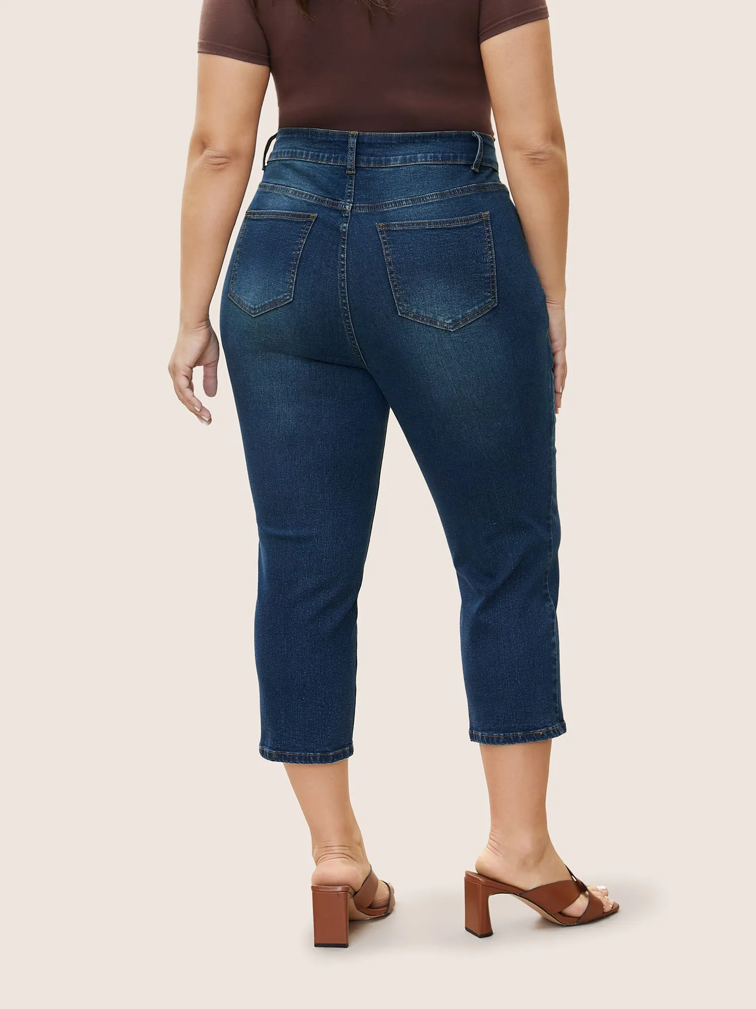 Medium Wash Straight Leg Cropped Jeans sold by Bloomchic product image thumbnail 3