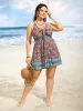 V Neck Boho Print Twist Front Swim Dress sold by Bloomchic