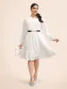 Shirt Collar Button Detail Woven Ribbon Dress sold by Bloomchic