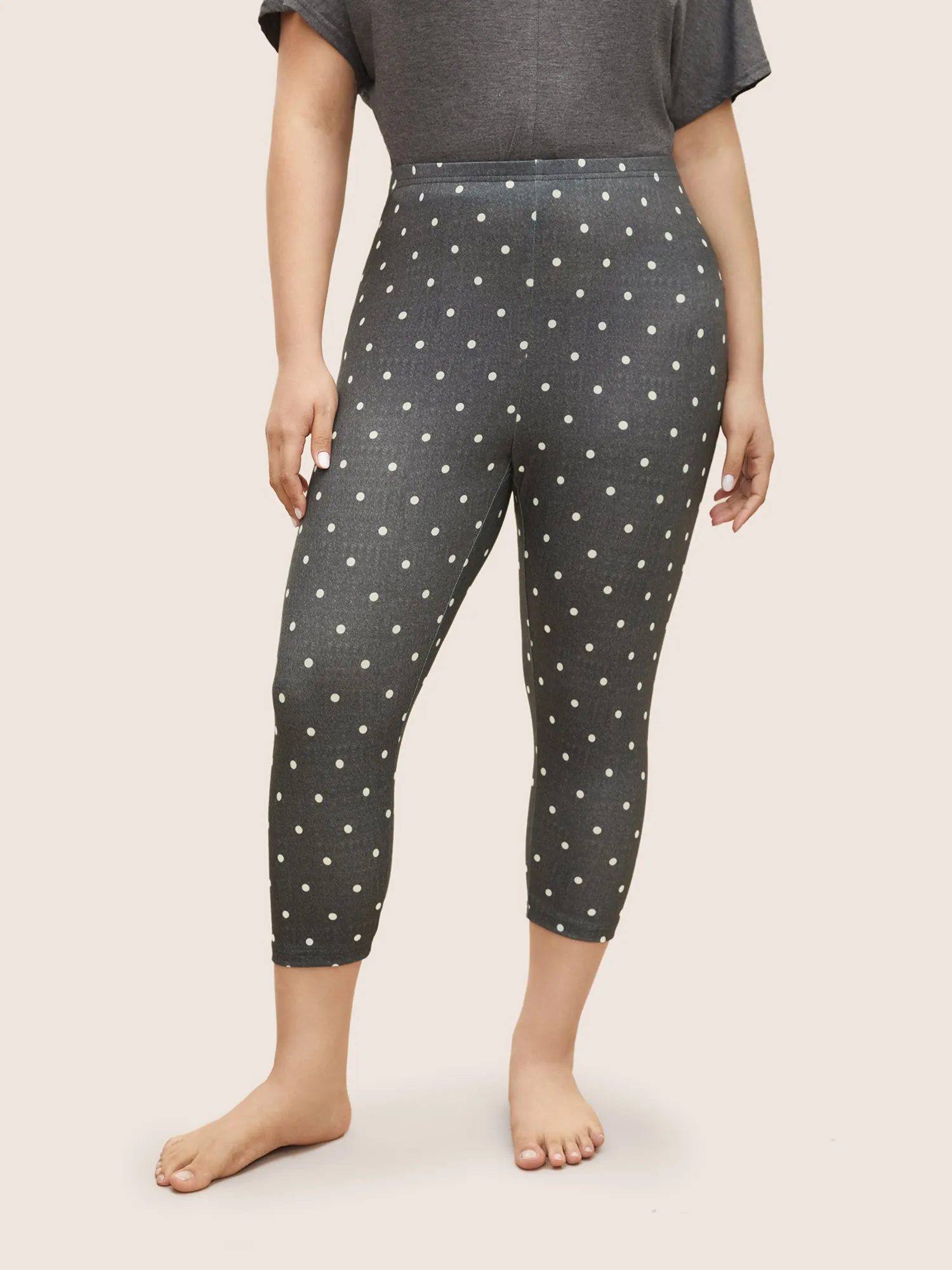 Polka Dot Elastic Waist Slim Sleep Bottoms sold by Bloomchic