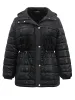 Patchwork Drawstring Button Up Glitter Padded Jacket sold by Bloomchic