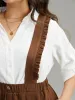 Elastic Waist Button Detail Frill Trim Overall Skirt sold by Bloomchic
