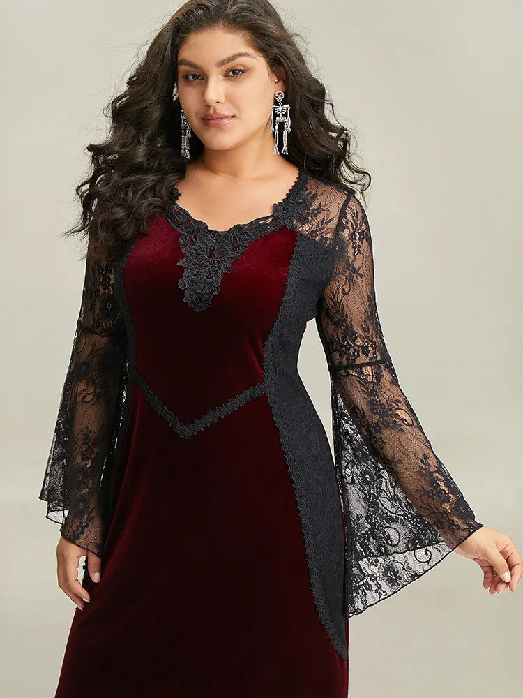 Halloween Eyelet Lace Mesh Bell Sleeve Dress sold by Bloomchic product image thumbnail 5