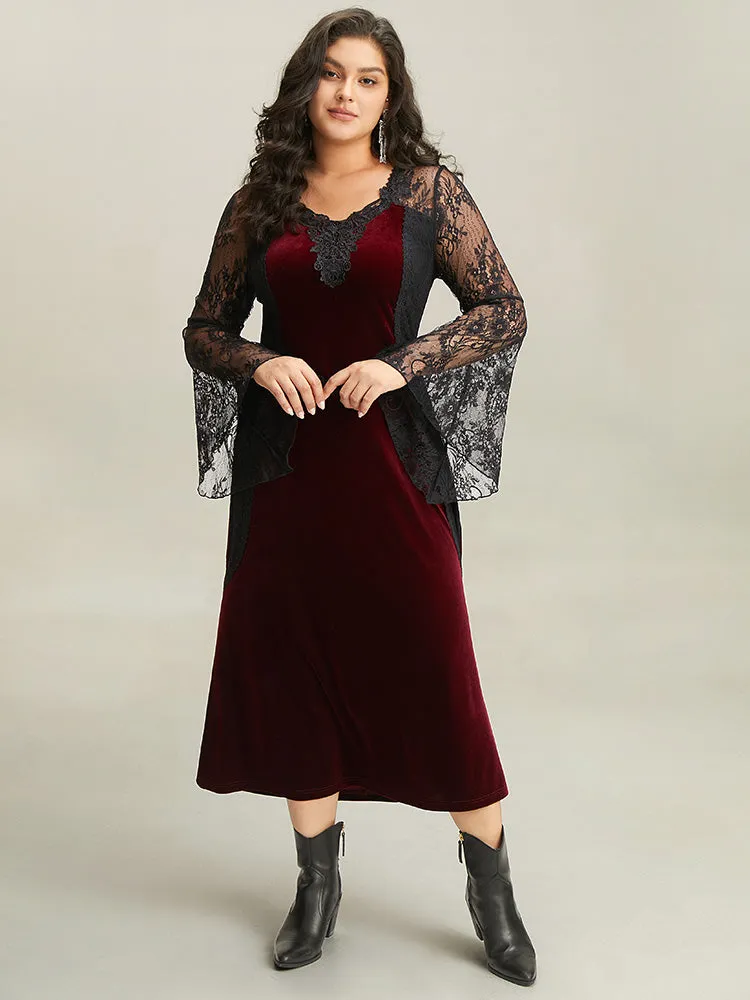 Halloween Eyelet Lace Mesh Bell Sleeve Dress sold by Bloomchic product image thumbnail 4
