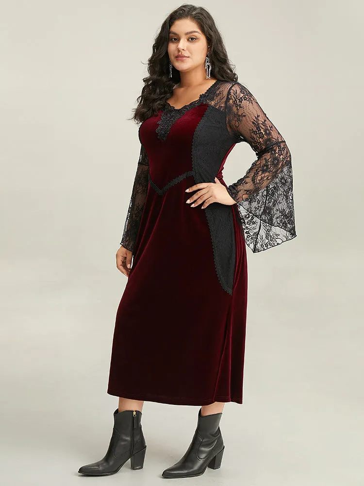 Halloween Eyelet Lace Mesh Bell Sleeve Dress sold by Bloomchic product image thumbnail 3