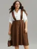Elastic Waist Button Detail Frill Trim Overall Skirt sold by Bloomchic