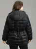 Patchwork Drawstring Button Up Glitter Padded Jacket sold by Bloomchic