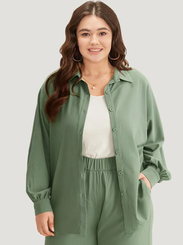 Shirt Collar Button Through  Woven Blouse sold by Bloomchic