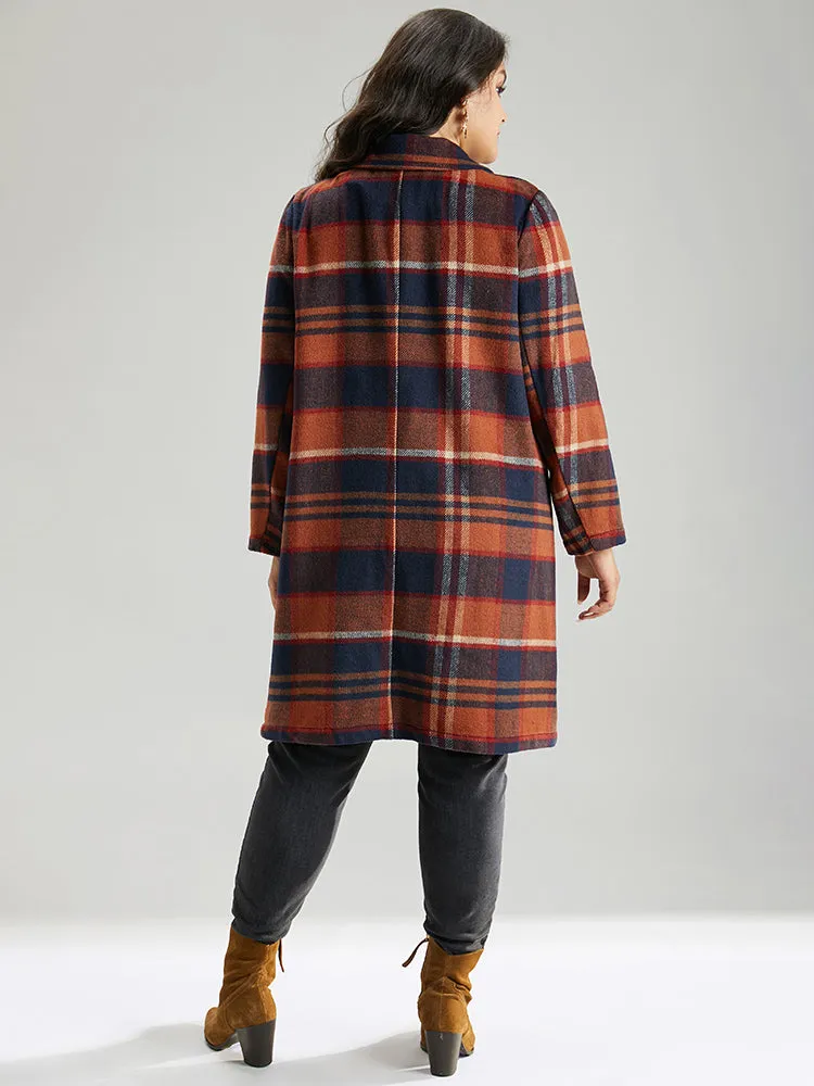 Lapel Collar Plaid Pocket Button Up Coat sold by Bloomchic product image thumbnail 5