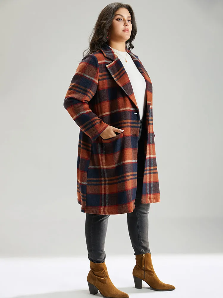 Lapel Collar Plaid Pocket Button Up Coat sold by Bloomchic product image thumbnail 2