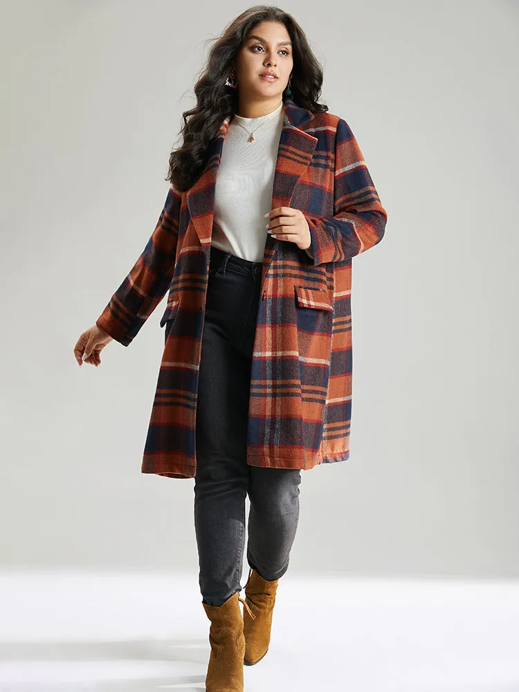 Lapel Collar Plaid Pocket Button Up Coat sold by Bloomchic product image thumbnail 3