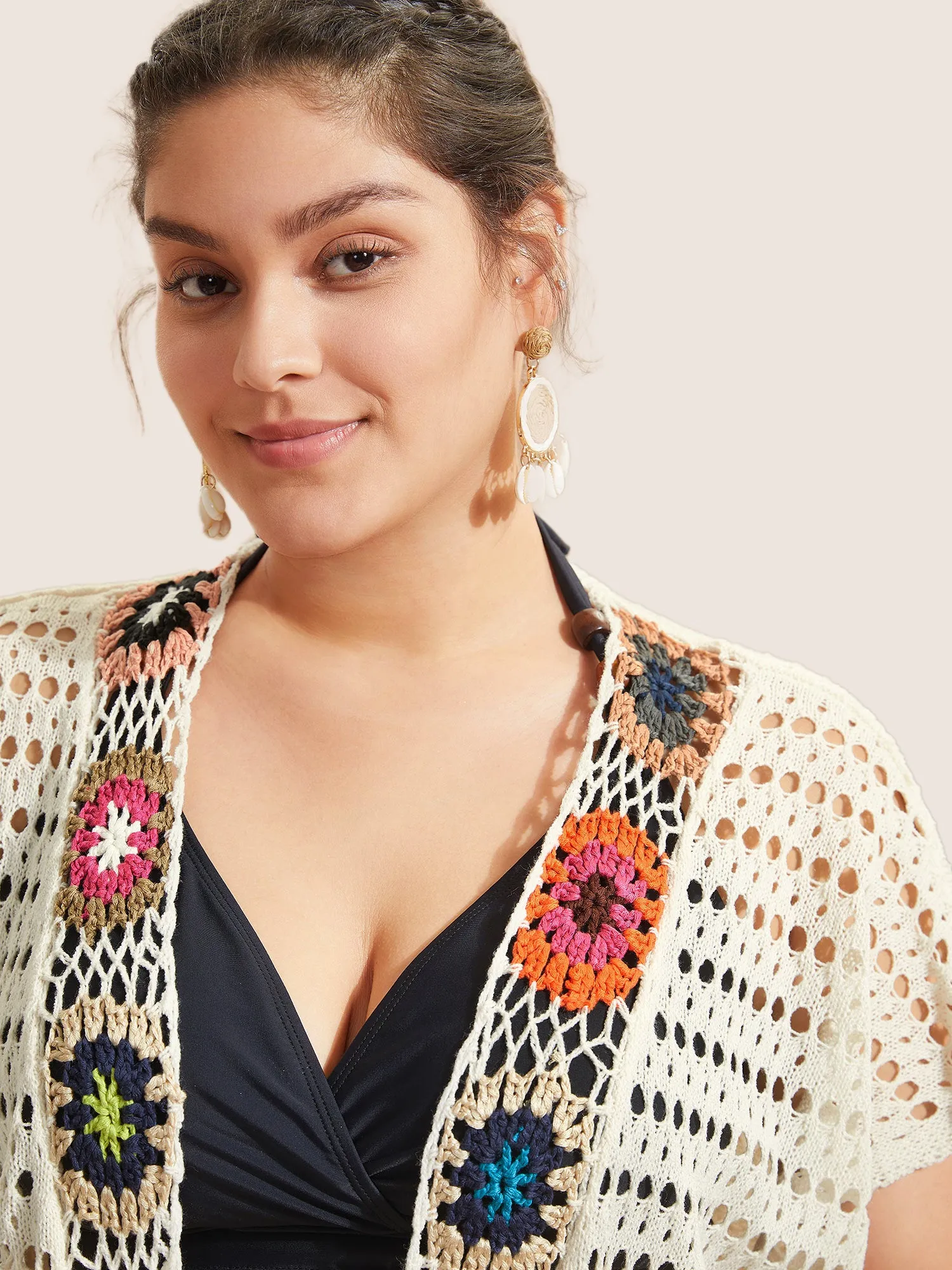 Floral Cut Out Tassels Hem Mesh Swim Cover Up sold by Bloomchic product image thumbnail 4