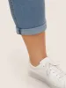 Light Wash Slanted Pocket Roll Hem Jeans sold by Bloomchic