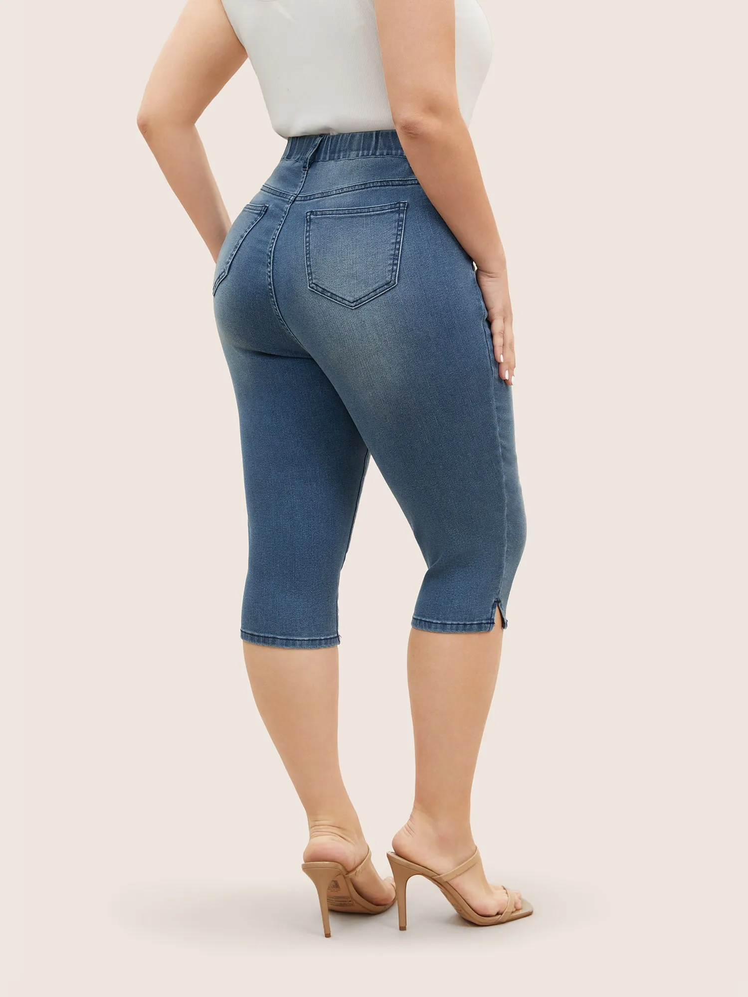 Medium Wash Elastic Waist Pull-on Jegging Jeans sold by Bloomchic product image thumbnail 2