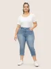 Light Wash Slanted Pocket Roll Hem Jeans sold by Bloomchic