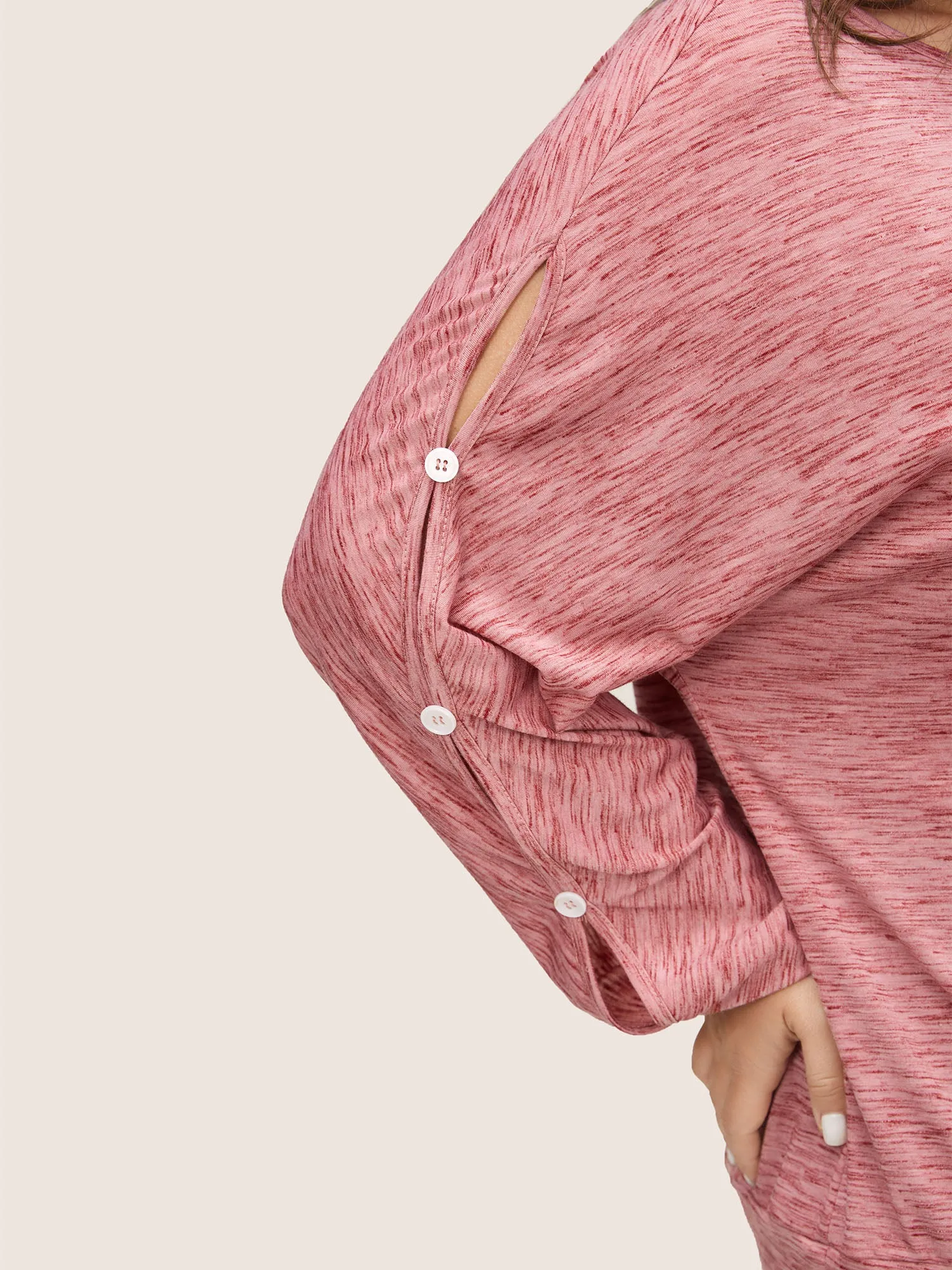 Heather Button Detail Dolman Sleeve T-shirt sold by Bloomchic product image thumbnail 4