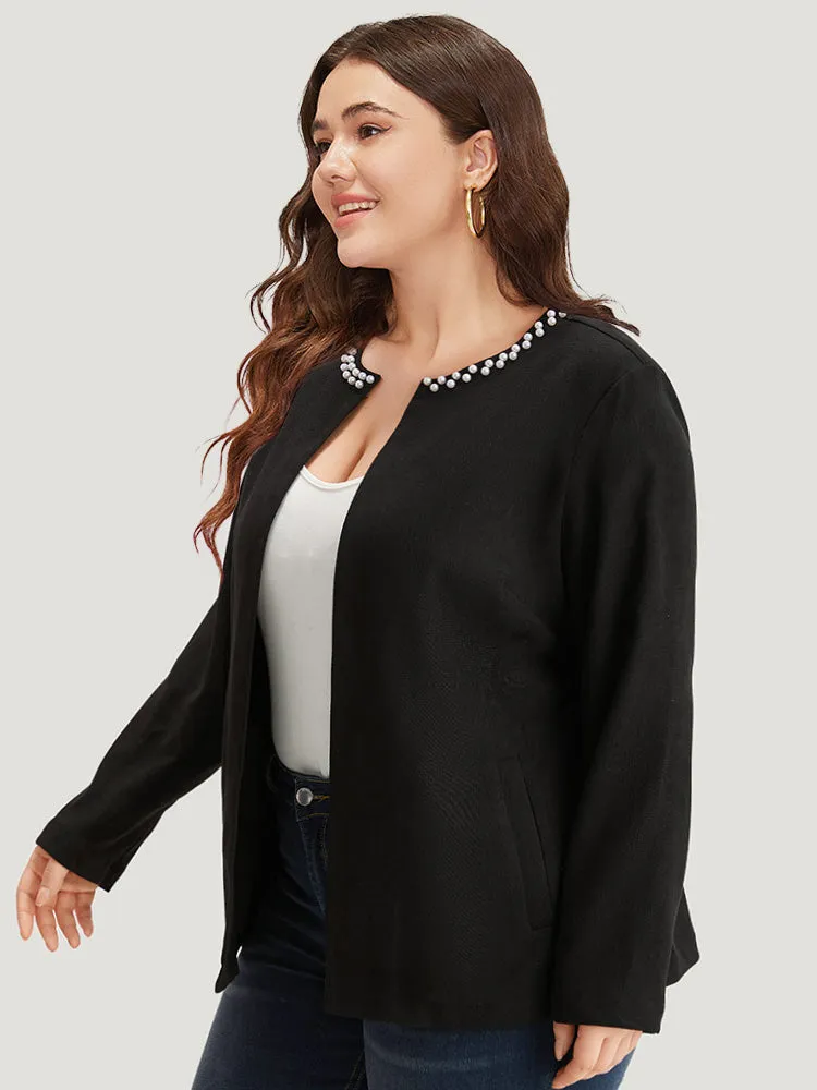 Solid Pearl Beaded Detail Open Front Coat sold by Bloomchic product image thumbnail 3