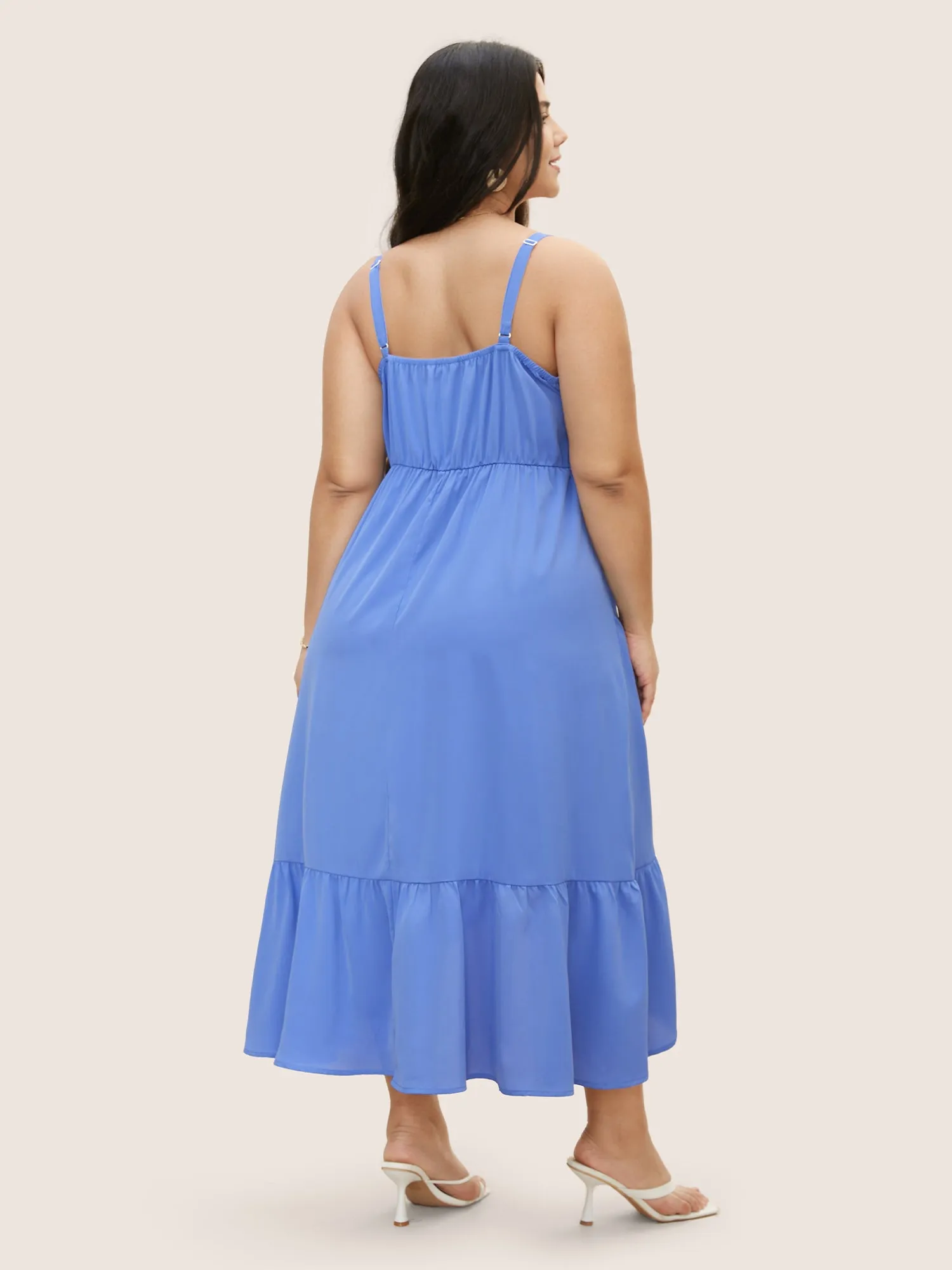 Solid Patchwork Ruffle Hem Midi Dress sold by Bloomchic product image thumbnail 4