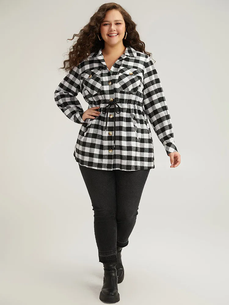 Halloween Plaid Drawstring Pocket Button Through Coat sold by Bloomchic product image thumbnail 4