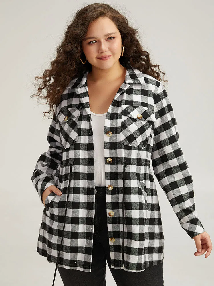Halloween Plaid Drawstring Pocket Button Through Coat sold by Bloomchic product image thumbnail 5