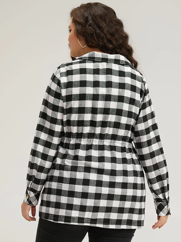 Halloween Plaid Drawstring Pocket Button Through Coat sold by Bloomchic product image thumbnail 2