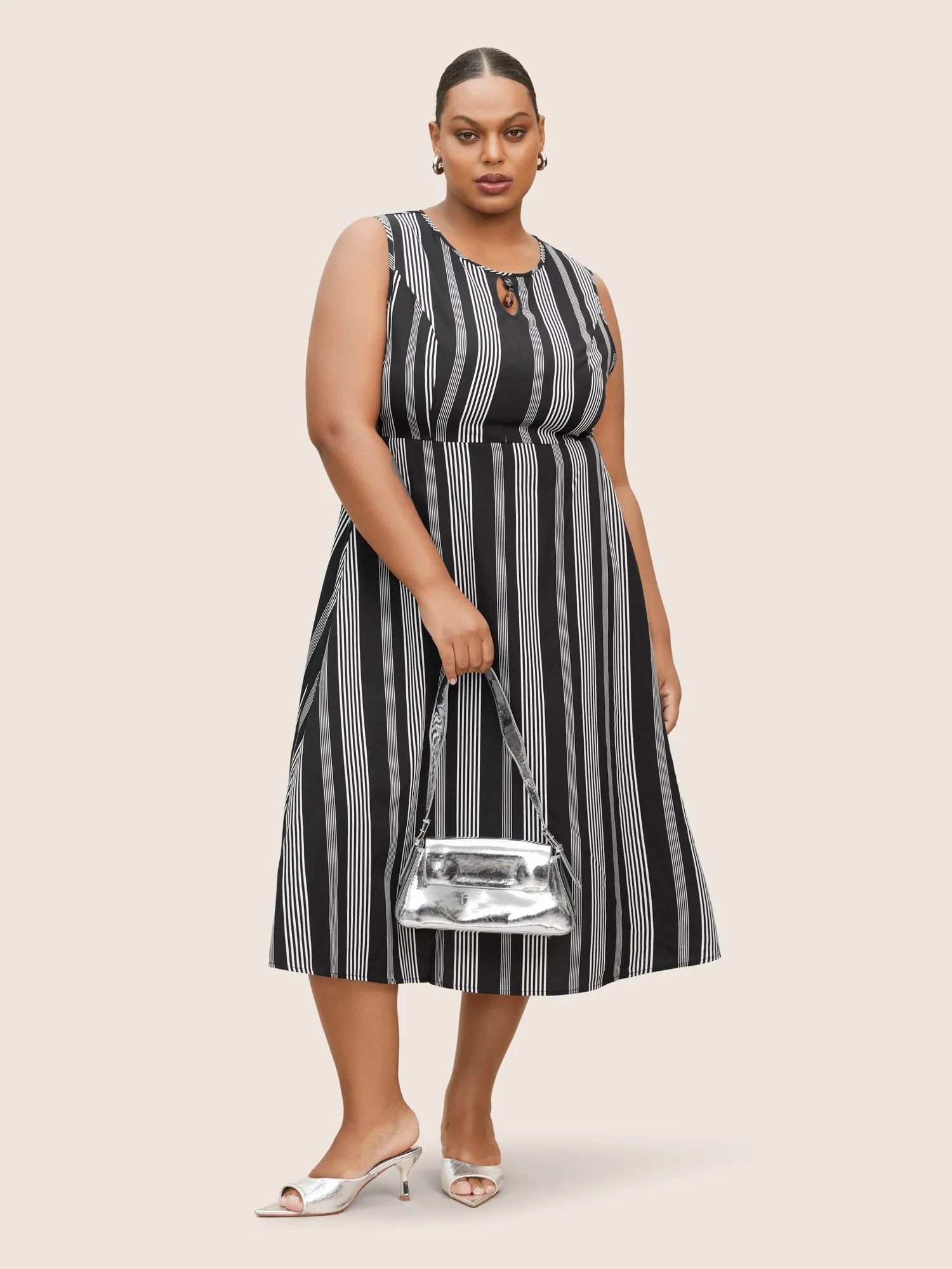 Striped Round Neck Sleeveless Dress sold by Bloomchic product image thumbnail 3
