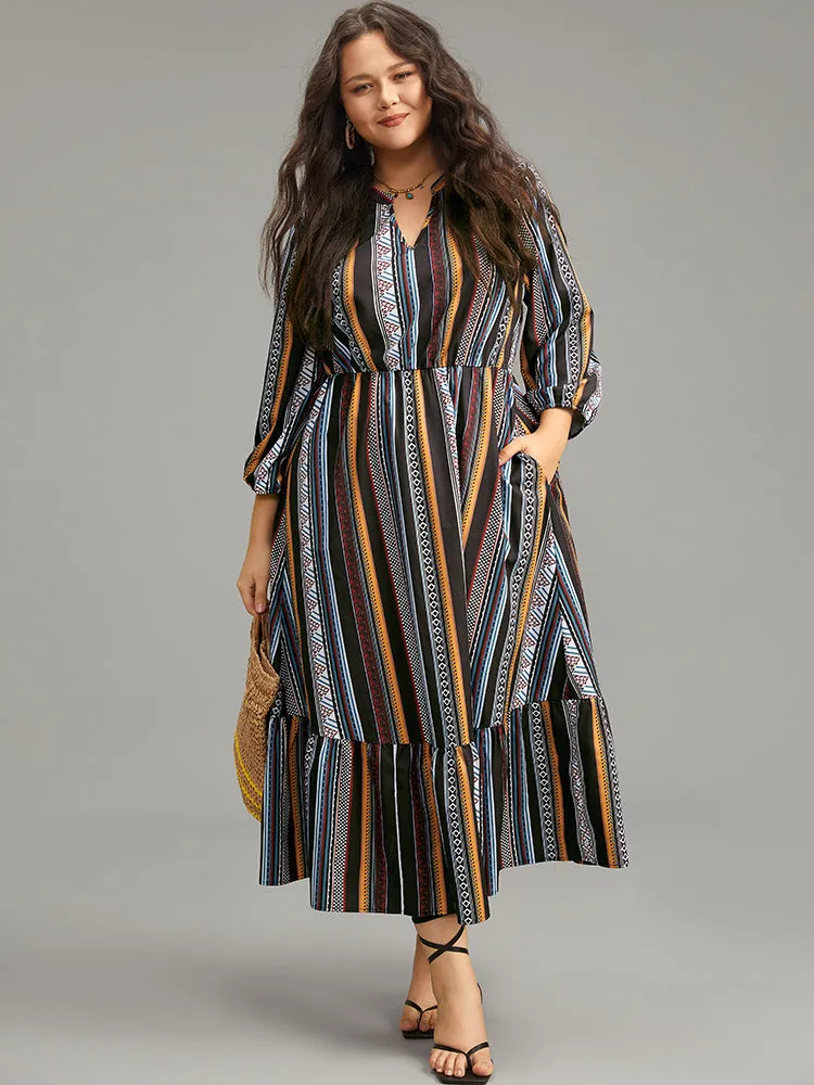 Bandana Print Notched Ruffle Layered Hem Dress sold by Bloomchic product image thumbnail 3