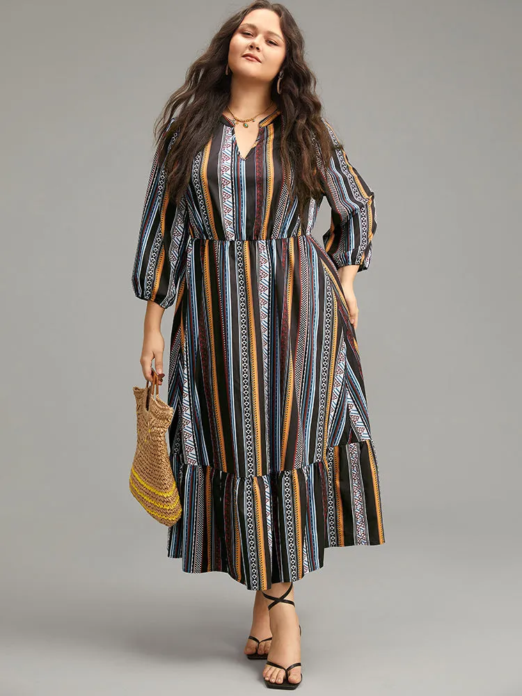 Bandana Print Notched Ruffle Layered Hem Dress sold by Bloomchic product image thumbnail 4