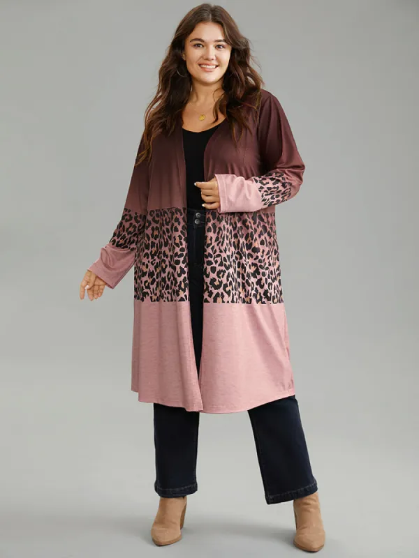 Halloween Leopard Print Contrast Open Front Kimono sold by Bloomchic