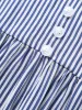 Striped Gathered Button Detail Lantern Sleeve Blouse sold by Bloomchic